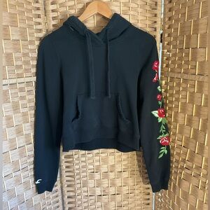 Hollister Rose Embroidered Crop Hoodie